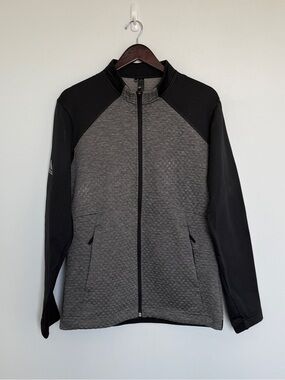 Adidas Men's Black & Gray Quilted Full-Zip Jacket